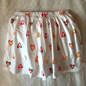 NEW Little Girls White w/ Neon Hearts Skirt w/ Shorts for Lining Size 4/5